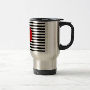 Caneca Térmica Listras pretas e brancas com círculo de monograma