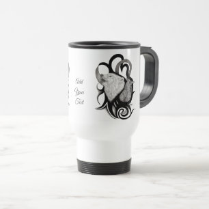 Caneca Térmica Lobo Branco com Arte Tribal Raven