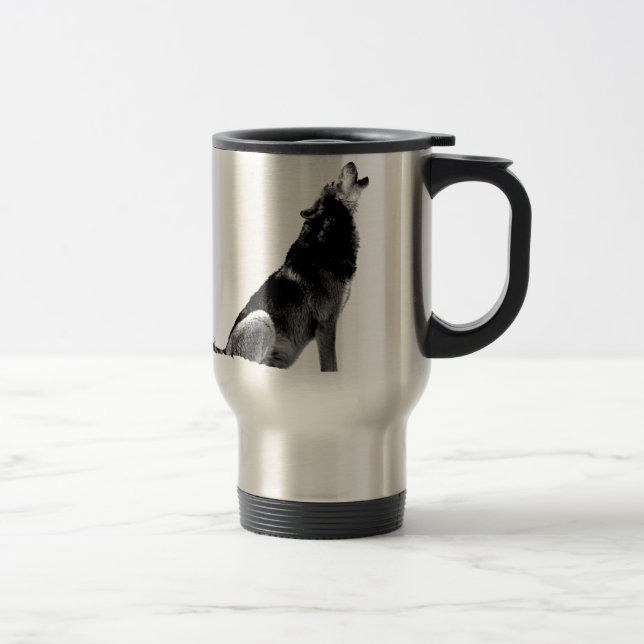 Caneca Térmica Lobo-de-Howling Branco-Preto (Direita)