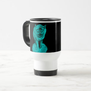 Caneca Térmica Lobo Negro Zangado na Noite
