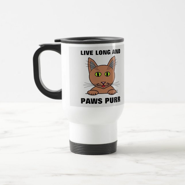 Caneca Térmica Longo e Longo Vivo Peitos Puro Gato Engraçado (Esquerda)