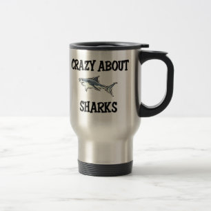 Caneca Térmica Louco sobre tubarões