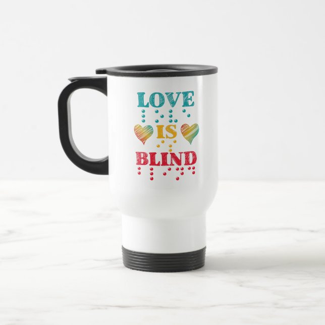 Caneca Térmica Love Is Blind Braille Hearts (Esquerda)