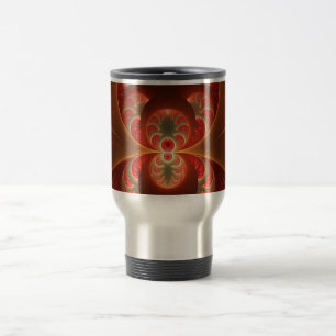 Caneca Térmica Luminoso fractal moderno laranja vermelho abstrato