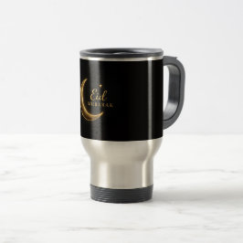 Caneca Térmica Luxuoso Preto & Ouro Eid Mubarak – Elegante