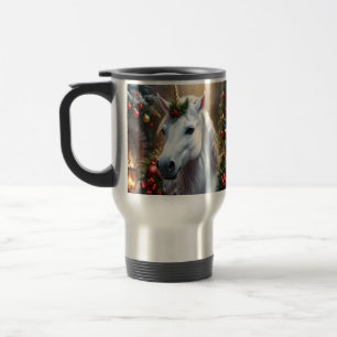 Caneca Térmica Luz de neve: O Incantado Unicórnio de Natal
