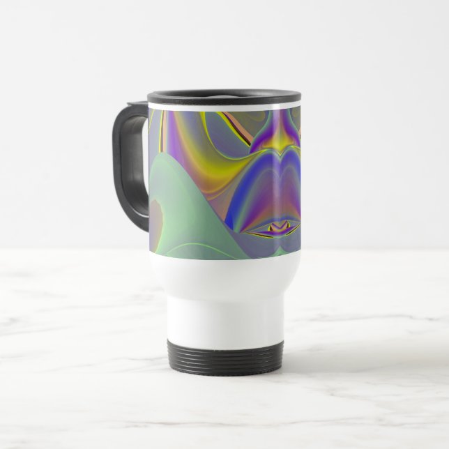 Caneca Térmica Má Face, Abstrato 3D Arte Arco Arco-Íris (Frente Esquerda)