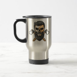 Caneca Térmica Machado Cruzado Caveira Barbuda de Lenhador