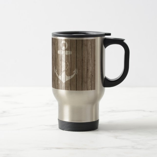 Caneca Térmica Madeira afligida com âncora (Direita)