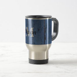 Caneca Térmica Madeira Azul russa personalizada bonito