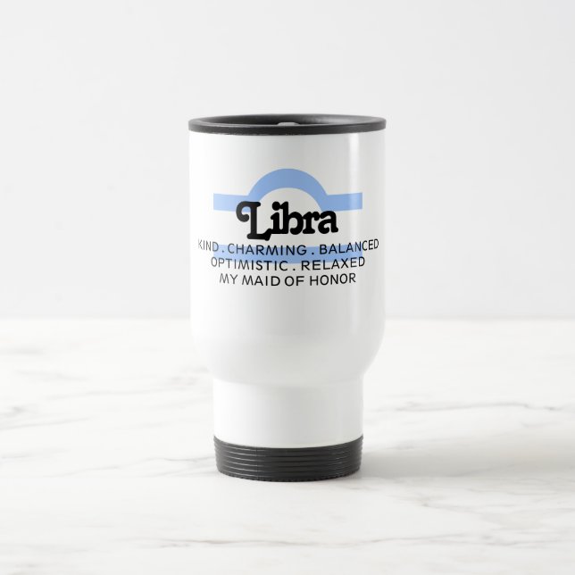 Caneca Térmica Madrinha de casamento de Traços de Sinal de Libra  (Centro)