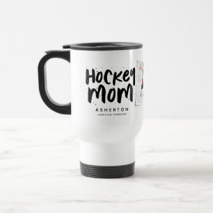 Caneca Térmica Mãe de hóquei tipo preto tendência foto personaliz