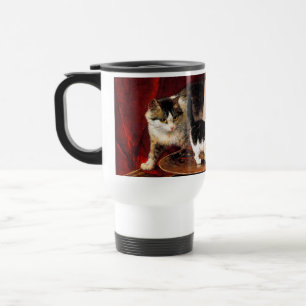 Caneca Térmica Mãe Gato e Gatinhos na Mesa