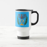 Caneca Térmica Magen Persa David Menorah<br><div class="desc">Esta imagem foi adaptada de um antigo azulejo judeu persa e apresenta uma menorah com um Magen David (Estrela de David) enquadrado por ramos de oliveira. As imperfeições da imagem original pintada à mão foram preservadas.</div>