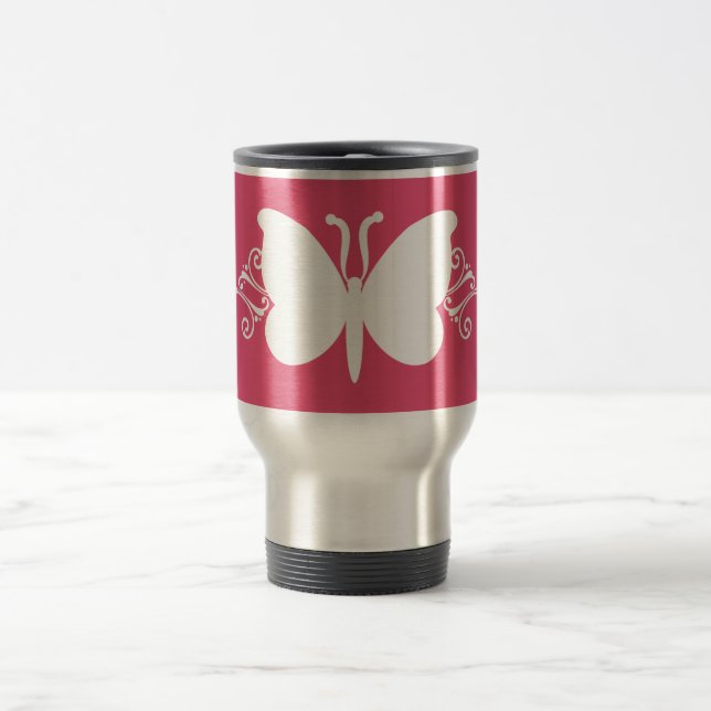 Caneca Térmica Magenta Borboleta Roda Mug (Centro)