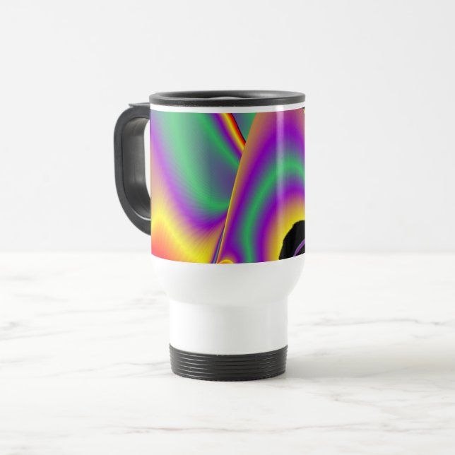 Caneca Térmica Magia das cores, Abstrato 3D Rainbowart (Frente Esquerda)