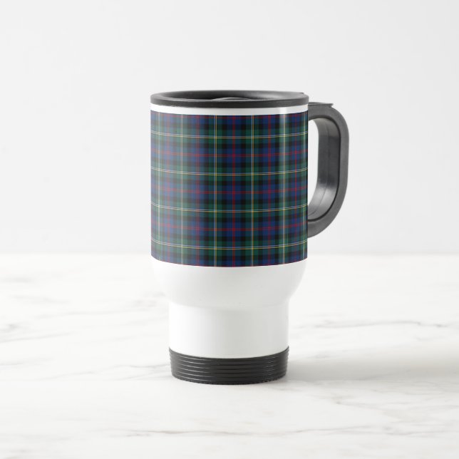 Caneca Térmica Malcolm Clan Dark Blue e Green Tartan (Frente Esquerda)