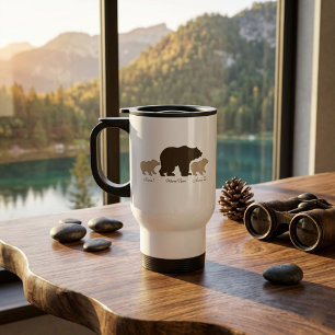 Caneca Térmica Mama Urso Personalizada Com 2 Nomes de Filhos Pres