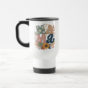 Caneca Térmica Mamãe Groovy Retro Gráfico de Abóbora de Outono Gi