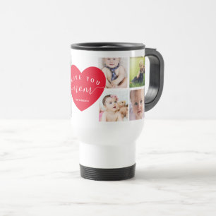 Caneca Térmica Mamãe Oferece Coração Moderna de Colagem de Fotos