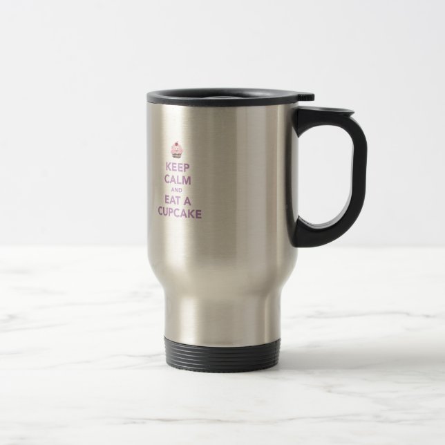 Caneca Térmica Mantenha a calma & coma um cupcake (Direita)