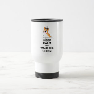 Caneca Térmica Mantenha a calma e ande o cão bonito do Corgi