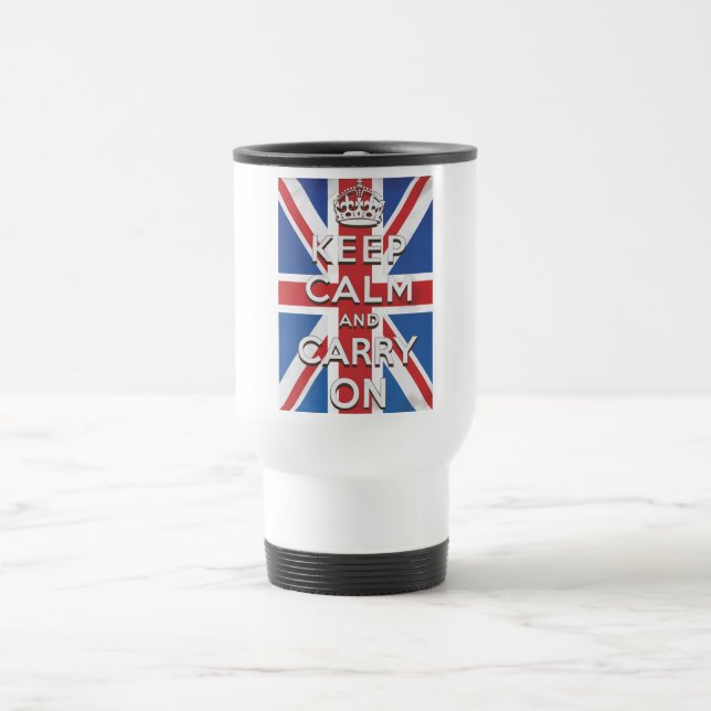 Caneca Térmica Mantenha a Calma e Continue Bandeira Britânica (Centro)