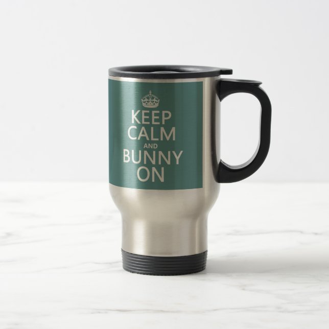 Caneca Térmica Mantenha a calma e o coelho sobre (Direita)
