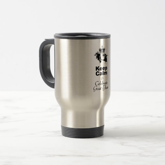 Caneca Térmica Mantenha calma e comemore o Ano de Caprino TM (Frente Esquerda)