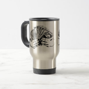 Caneca Térmica Mão de mulheres segurando notas de dinheiro Dólar 