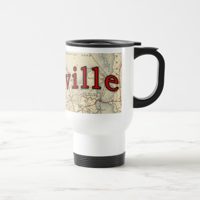 Caneca Térmica Mapa Antigo de Massachusetts de Lakeville (Direita)