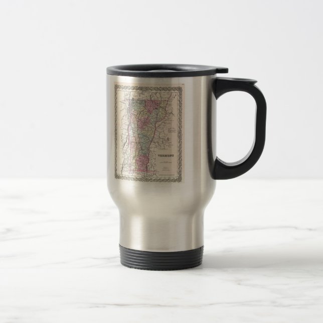 Caneca Térmica Mapa Antigo de Vermont (1855) (Direita)