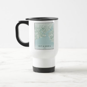 Caneca Térmica Mapa da Cidade de Istambul Turquia Design Minimali