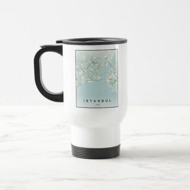 Caneca Térmica Mapa da Cidade de Istambul Turquia Design Minimali (Esquerda)