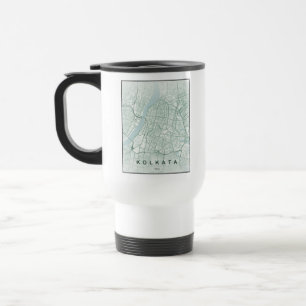 Caneca Térmica Mapa da Cidade de Kolkata na Índia Design Minimali