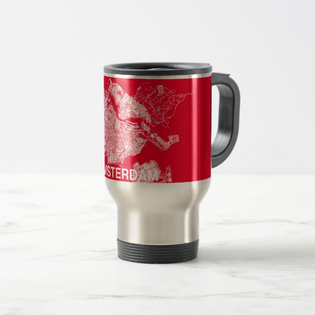 Caneca Térmica mapa de Amsterdã (Frente Esquerda)