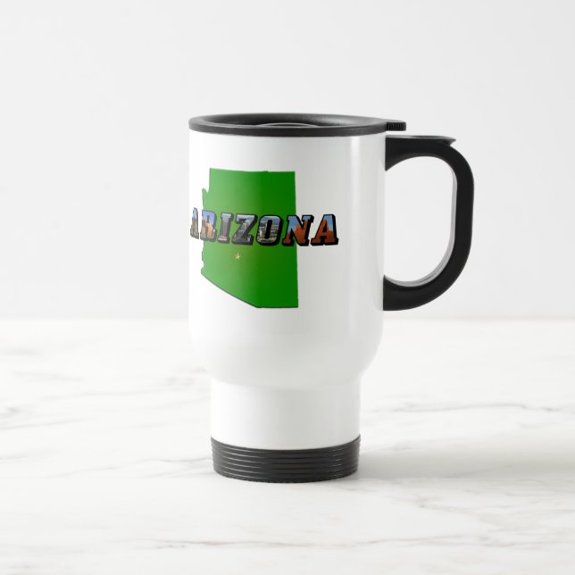 Caneca Térmica Mapa de arizonas e Texto de Imagem (Direita)