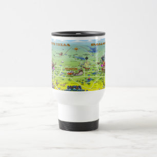Caneca Térmica Mapa de Cartoons de Dallas Fort Worth