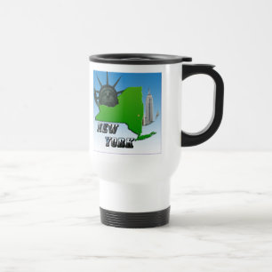 Caneca Térmica Mapa de Nova Iorque, Estátua da Liberdade, Monumen