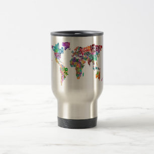 Caneca Térmica Mapa de texto do mundo