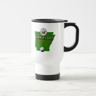 Caneca Térmica Mapa do Arkansas, Selo e Serviço Estatal Faux Quar