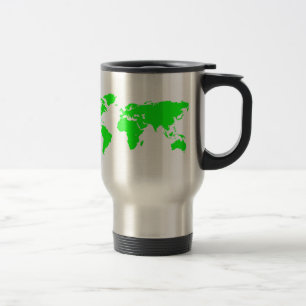 Caneca Térmica Mapa do Mundo Branco Verde