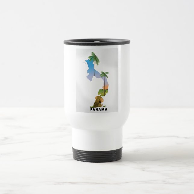 Caneca Térmica Mapa do Panamá, impressão de pôster de viagem ilus (Centro)