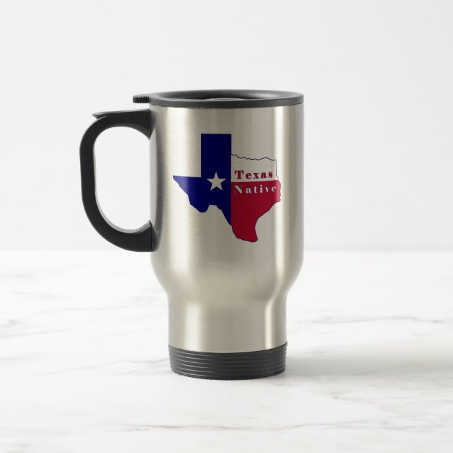 Caneca Térmica Mapa do Sinalizador Nativo do Texas (Esquerda)