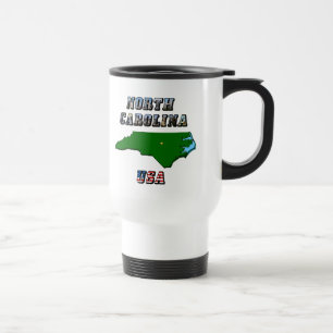 Caneca Térmica Mapa e Texto da Carolina do Norte