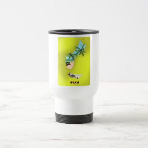 Caneca Térmica Mapa ilustrado de Guam pôster de viagem