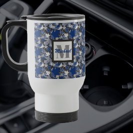 Caneca Térmica Mapeamento deixa azul em um fundo de carvão