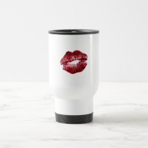 Caneca Térmica Marca de Beijo de Lábio Vermelho Aesthetic Baddie 