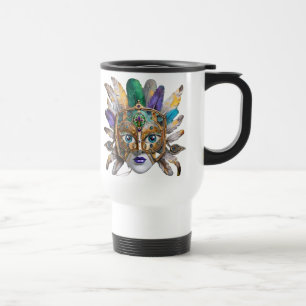 Caneca Térmica Mardi Gras Feather e Metal Mask