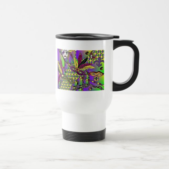 Caneca Térmica Mardi Gras Feather Máscaras Psicodélicas Oferece R (Direita)
